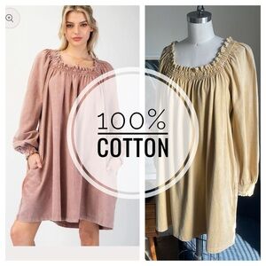 Q123 EASEL 100% cotton Sweatshirt Dress with pockets